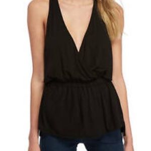 Free People Black Deep V Tank Top
